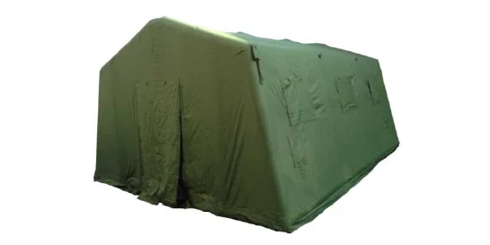 Olive-green 30 m² inflatable field tent with a rectangular profile