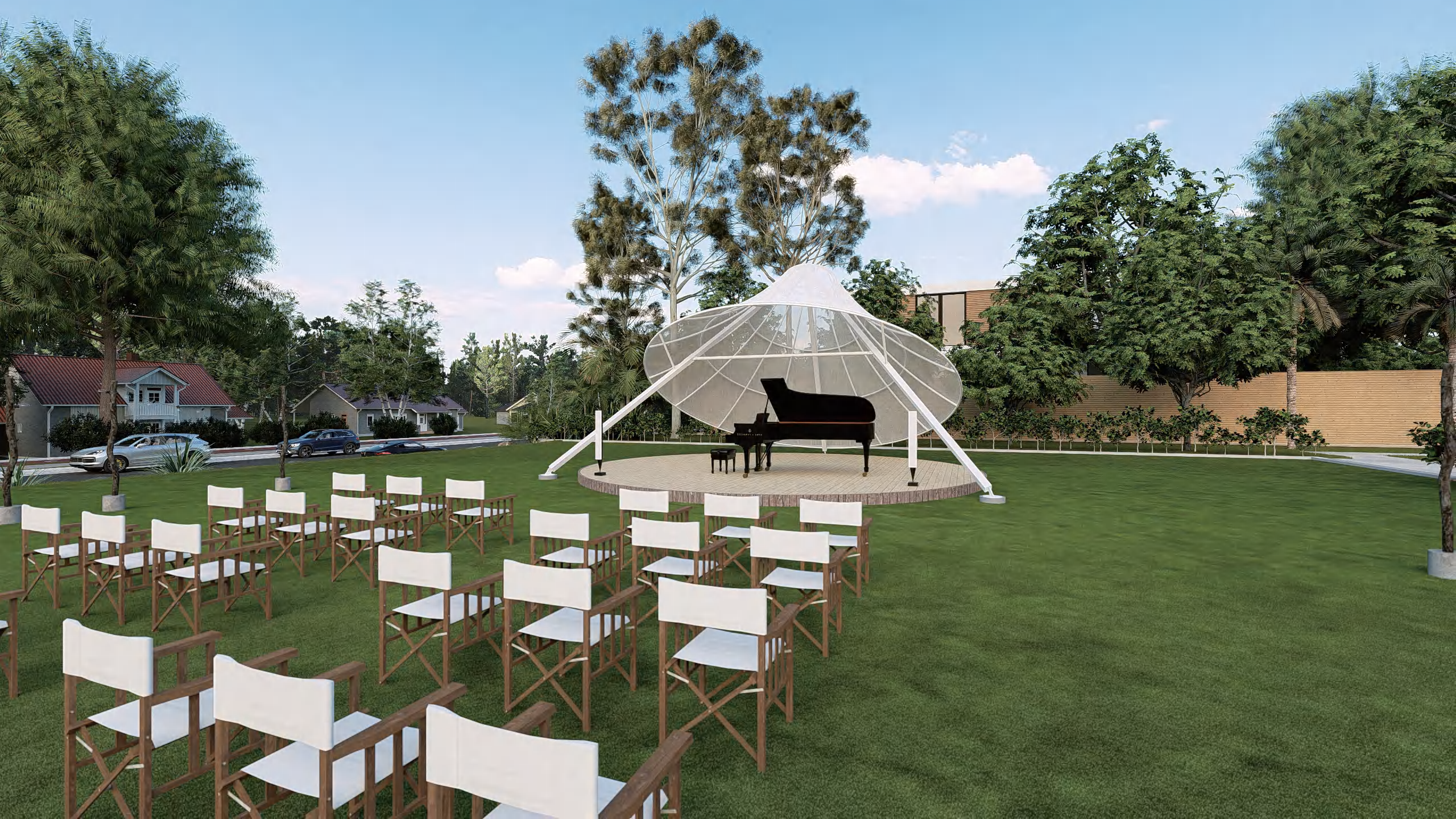 Event shelter installed for repeated commercial guest use