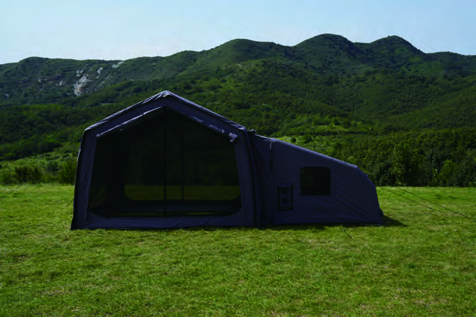 Multiple air-beam tent structures shown for configuration comparison